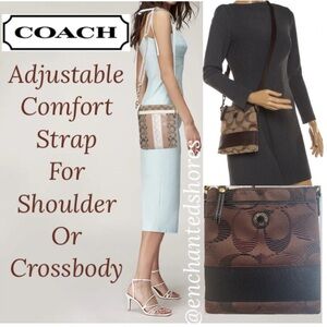 Coach Crossbody Shoulder Bag Brown Black Monogram Slim & Spacious Swingpack